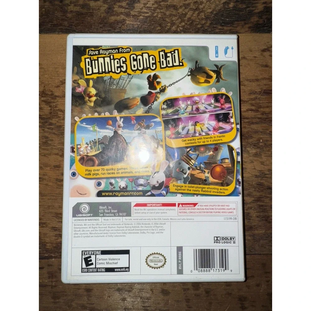 Rayman Raving Rabbids (Nintendo Wii, 2006) Complete CIB W/ Manual - Tested!
